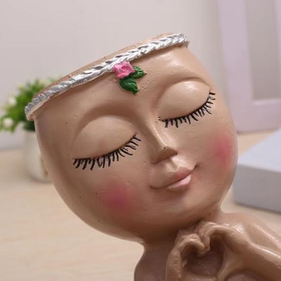 Minimalist Plant Container Face Planter Pot, Cute Resin Head Vase for Succulents Flowers, Decorative Flower Small Pots Unique Indoor Bedroom