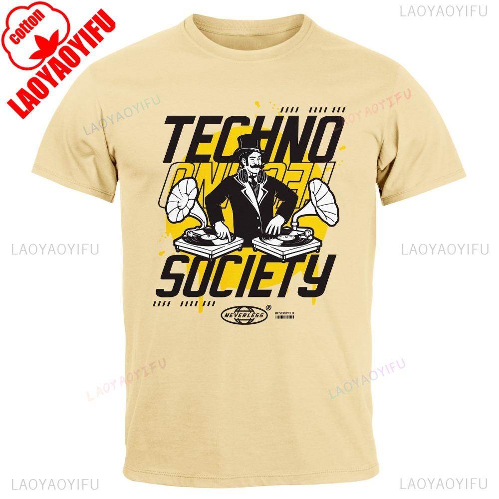 Techno T Shirt Unisexs TShirt Techno Print Music Retro Graphic Print Lettering Fashion