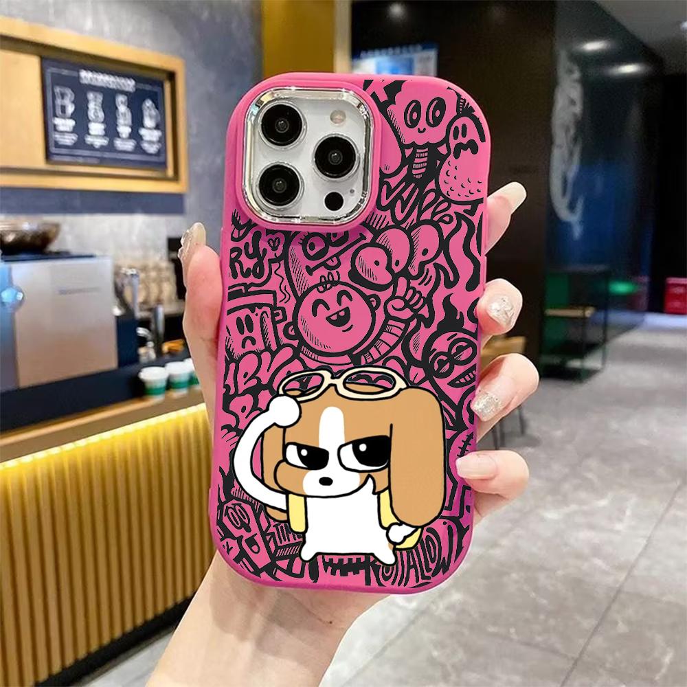 Phone Case: 2D flat design suitable for iPhone 18 17 16 15 14 13 Pro protective case, couple style, cartoon puppies, Christmas and Halloween gifts