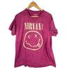 Футболка Nirvana 'Smiley Face' T T Малиновая Стираная Графическая Футболка Размер L