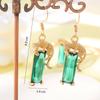 Fashion Green Leopard Rectangular Crystal Earrings Necklace Bangle 3 Piece Set Banquet Wedding Jewelry Set Birthday Gift