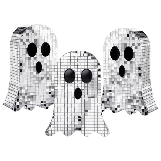 Disco Ghost Statue Shiny Mirror Ghost Figurine Dazzling Reflective Ghost Ornament for Home Parties Bars Halloween Decoration