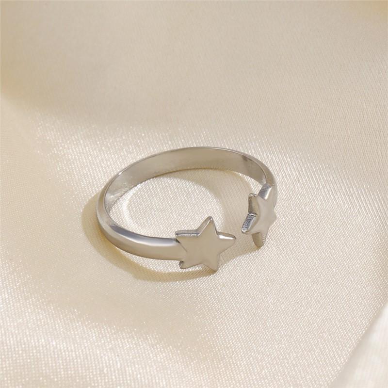 Stainless Steel Cute Five Point Star Open Ring For Women Fashion Popular Ring Party Jewelry Acceessory Gift