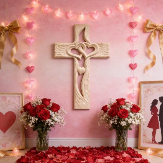 Деревянное настенное украшение «Переплетенные сердца» Ручная резьба Двойные сердца Настенная скульптура Украшение для дома Гостиная Настенное подвесное украшение Христианский религиозный орнамент