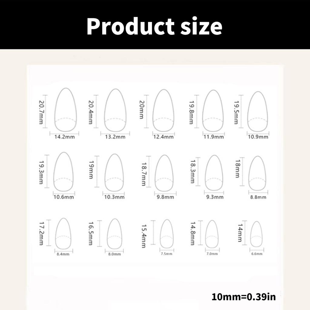Миндальный пресс на ногтях Глянцевые накладные ногти Наклейки на ногти в 12 размерах 24 шт Французские ногти Советы по самостоятельному украшению ногтей