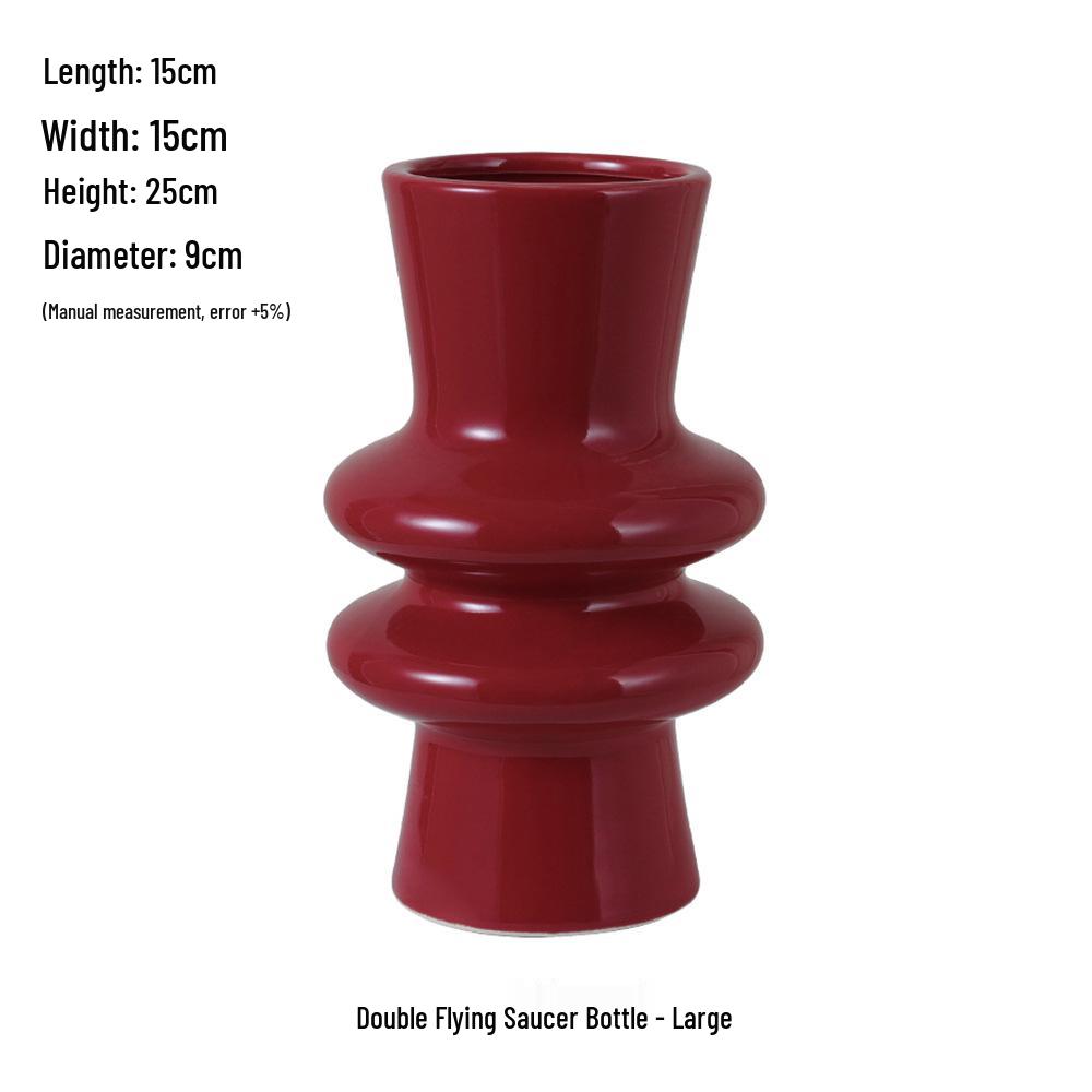 Китайская красная керамическая ваза середины века - Новогоднее специальное украшение для гостиной или свадебные композиции из шелковых цветов