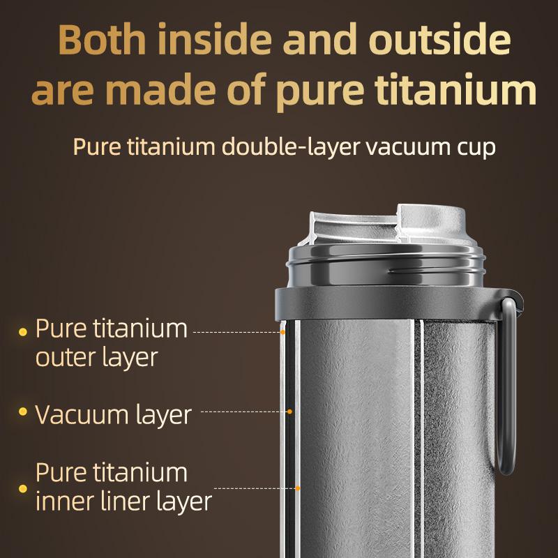 KAMJOVE Titanium Water Bottle Lightweight Food Grade Warm-keeping Kettle Cup Mug Outdoor Sports Camping Cycling Travel 500ml 24h