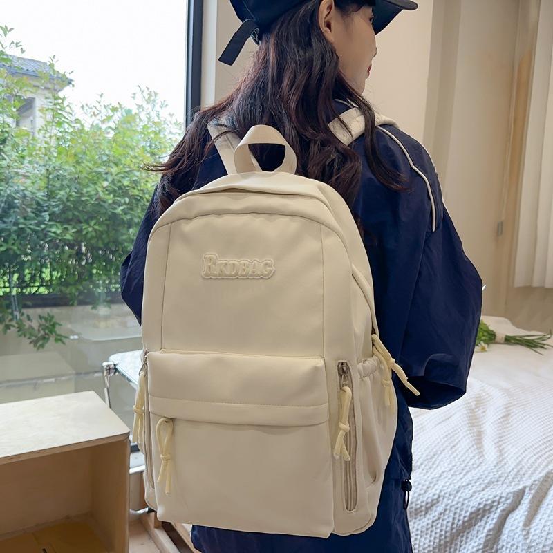 Студенческий однотонный школьный женский рюкзак в студенческом стиле с буквенным принтом, рюкзак большой емкости