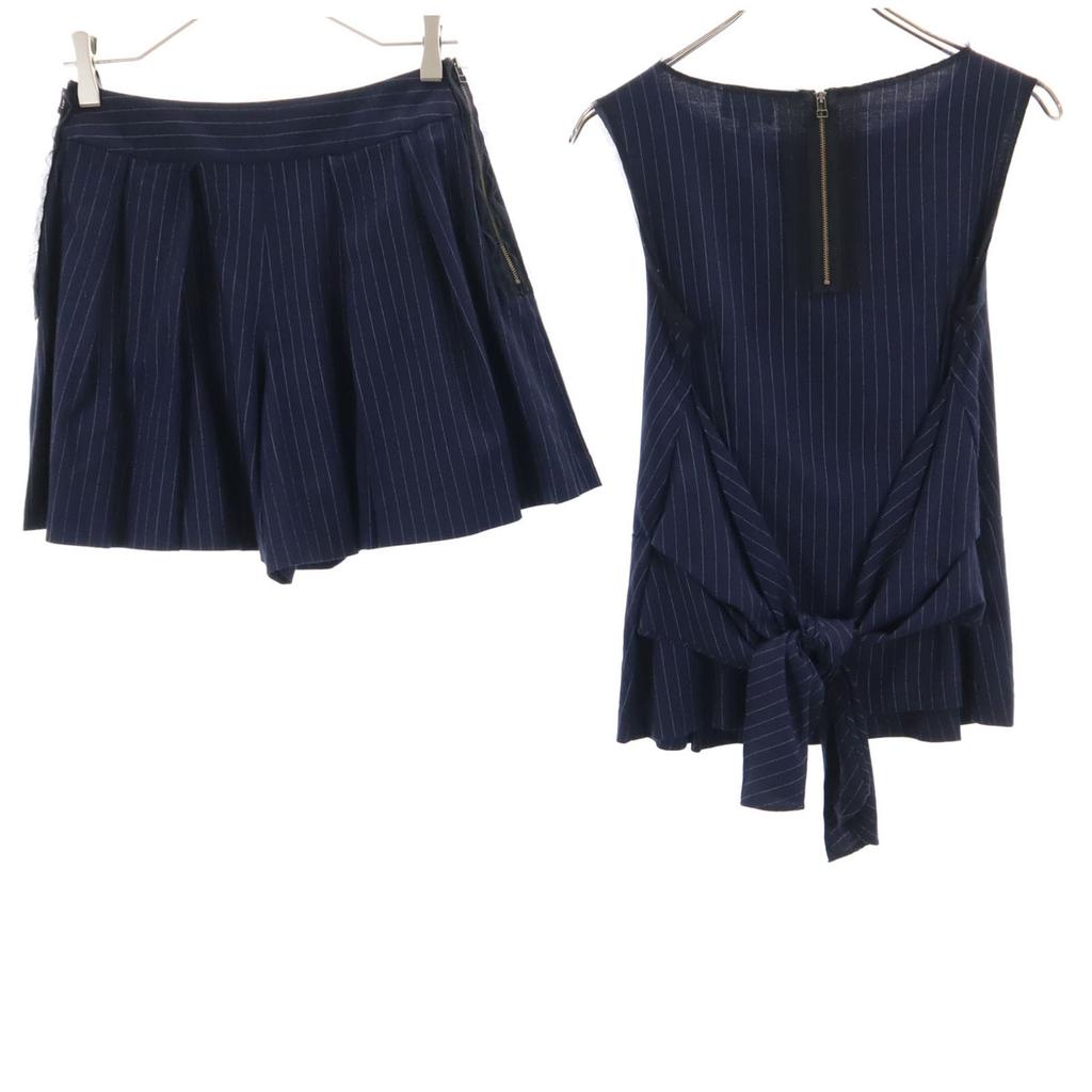 LANVIN en Bleu Made In Japan Striped Pattern No Sleeve Cut Setup 38/36 Women Used