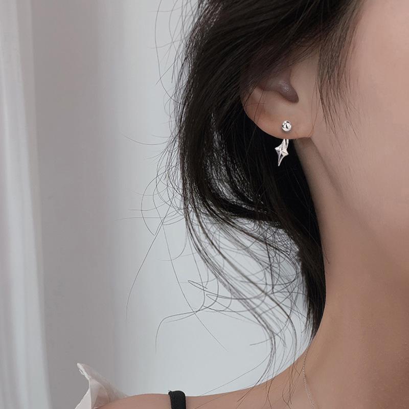 Серьги-гвоздики Stud Personality Millennial Spice Style Минималистичный шик Кросс Не выцветают Серьги-гвоздики с винтовым замком с четырьмя звездами