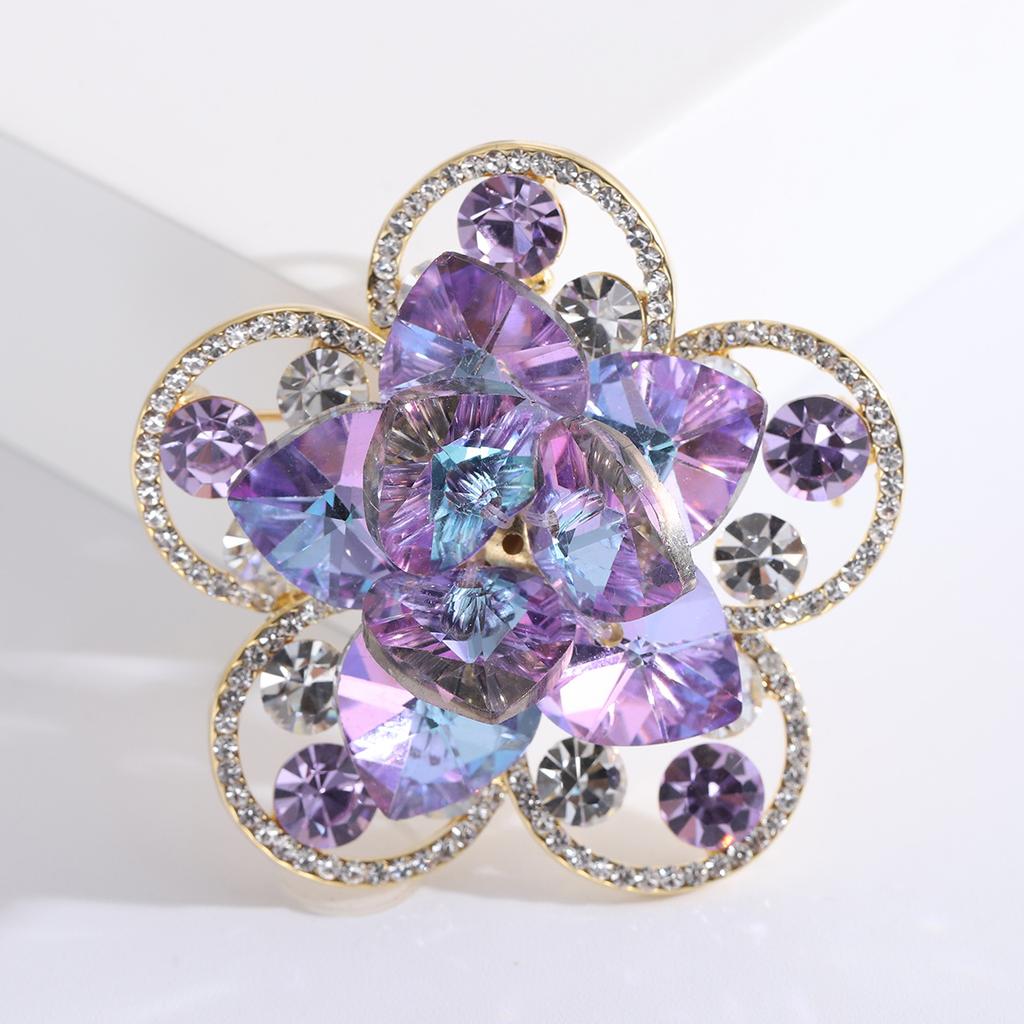 High-End Fashion Diamond-Encrusted Flower Brooch Temperament Versatile Suit Pin Brooch