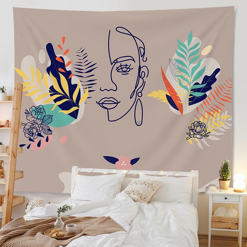 Богемный гобелен комната арт-деко фон ткань абстрактные геометрические лицо листья гобелен домашний декор