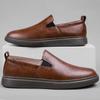 Повседневная обувь из натуральной кожи для мужчин, стильные фирменные официальные мужские мокасины, мягкие дышащие туфли для вождения без застежек, прогулочные туфли на плоской подошве