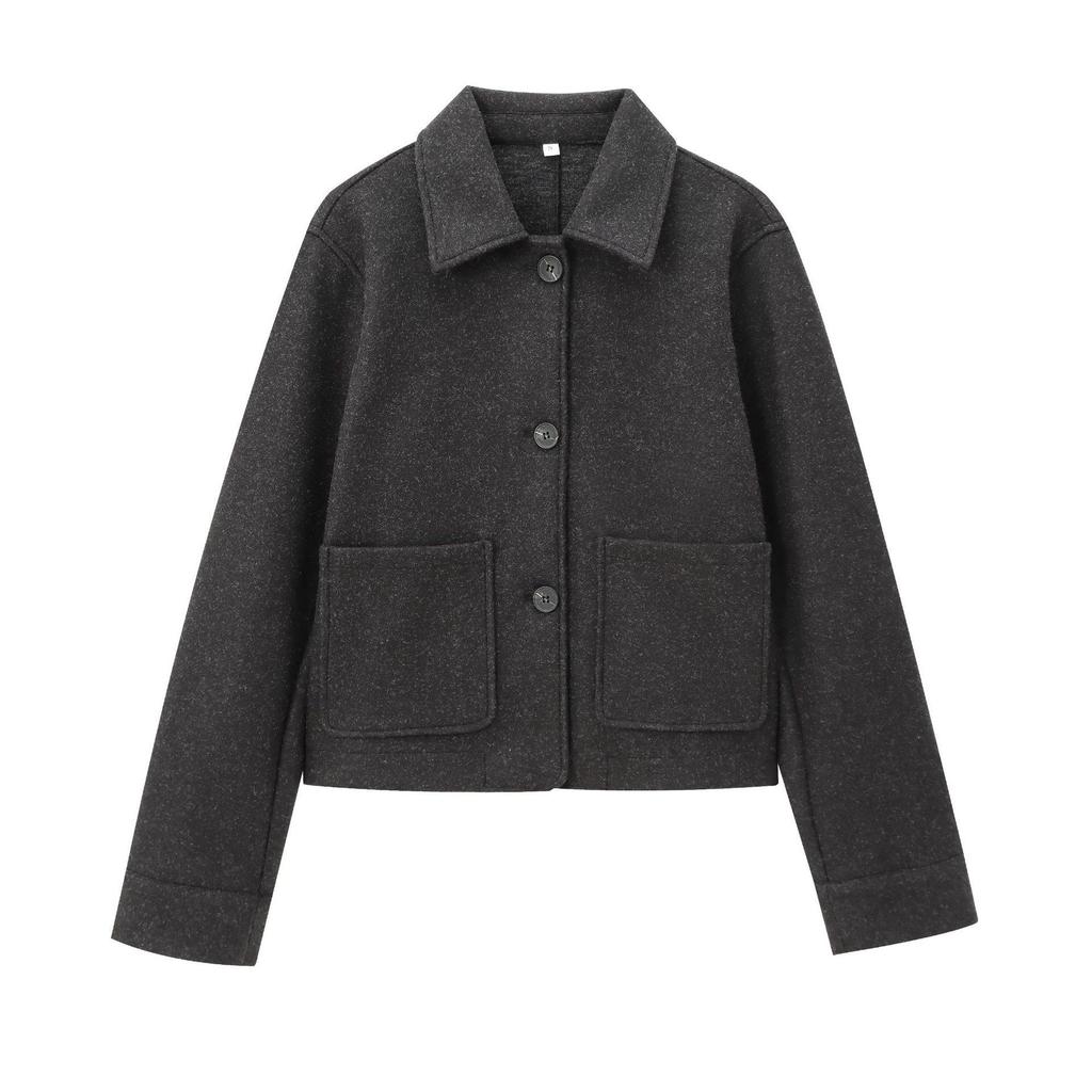 Женское пальто в европейском и американском стиле, осень/зима 2024, с мягким лацканом и длинными рукавами, с деталью в виде кармана