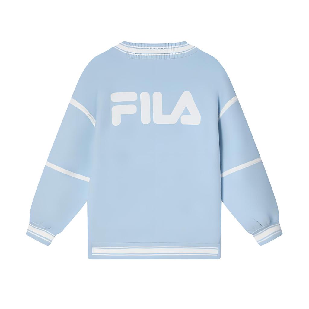 Fila Original Comfortable Loose Warm Soft Knit Sweater Women Sweater Snow-Velvet-Blue F11W349406FBU