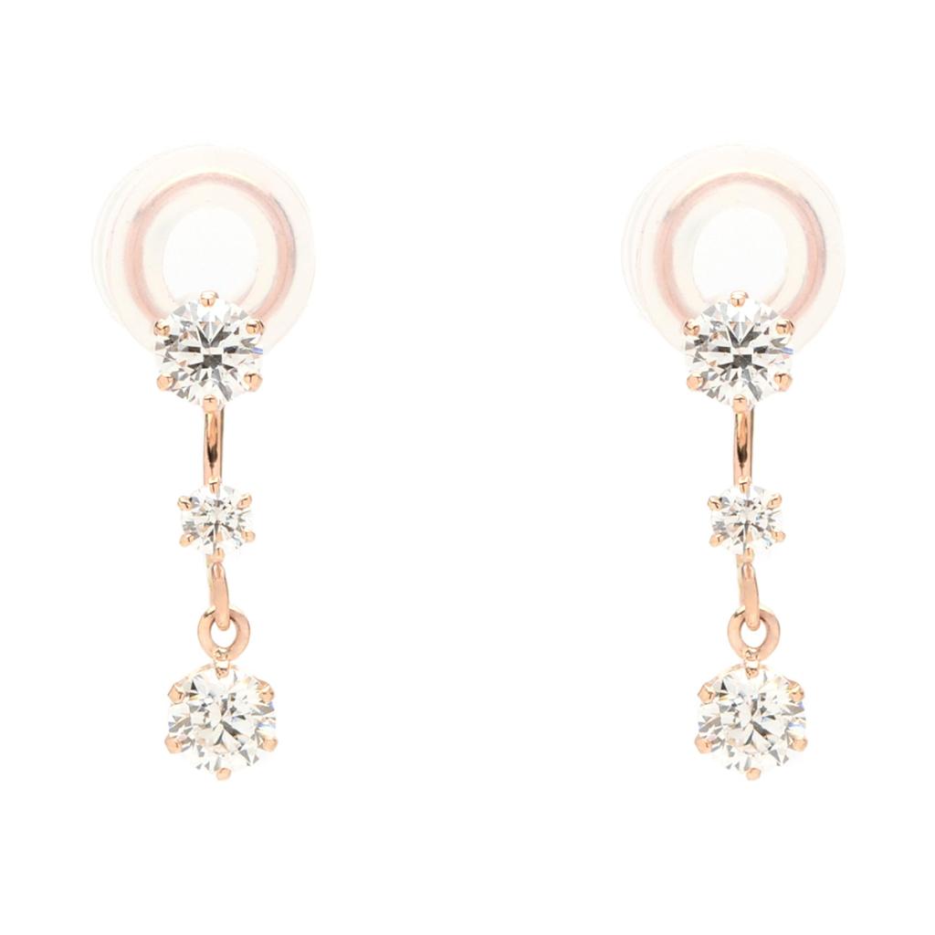 Earrings K10 Pink Gold Cubic Zirconia [ESTELLE] [Official] Women's 0282-0144-0019-0000