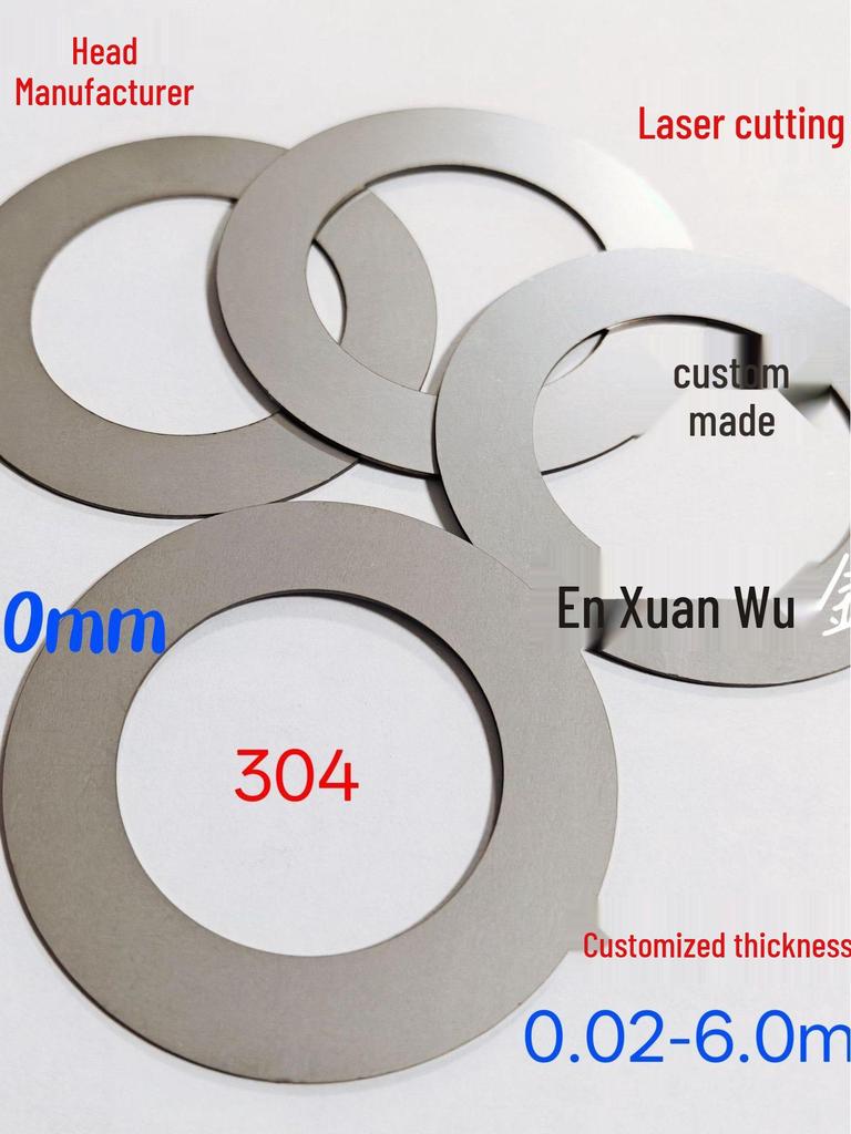 Утолщенная прокладка из нержавеющей стали 304: Круглая плоская шайба 201/316, 0,02-6,0 мм