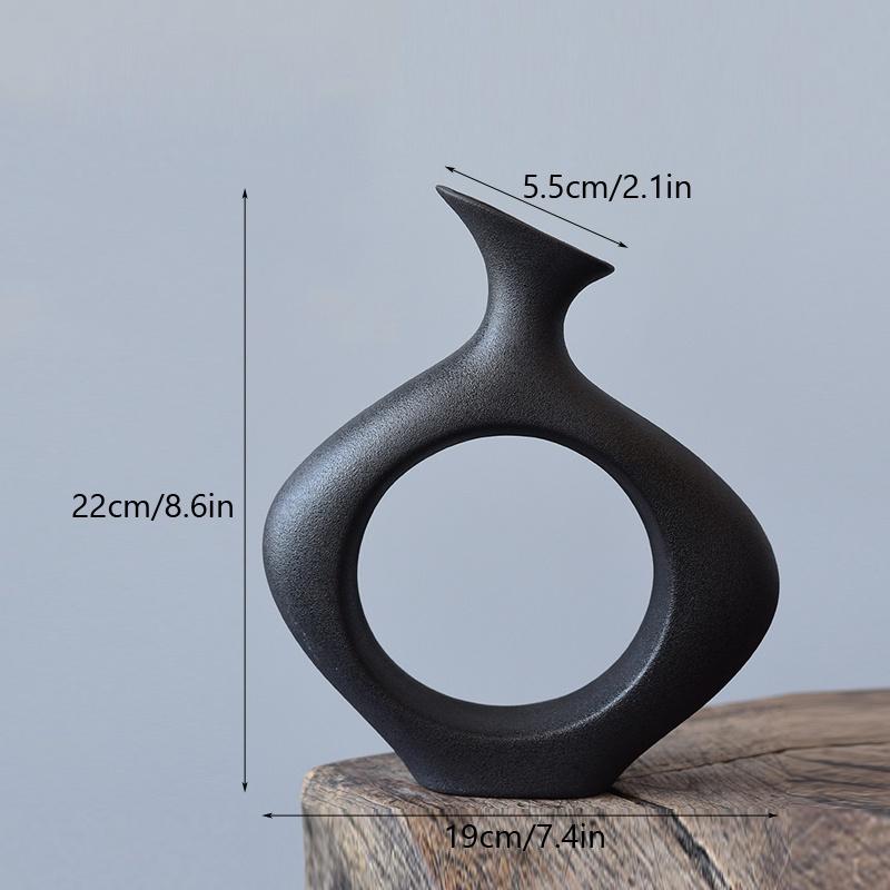 Керамическая черная абстрактная ваза для цветов в скандинавском стиле, декоративная ваза для дома, дизайн дома, Jarron, декор для спальни, настольного компьютера