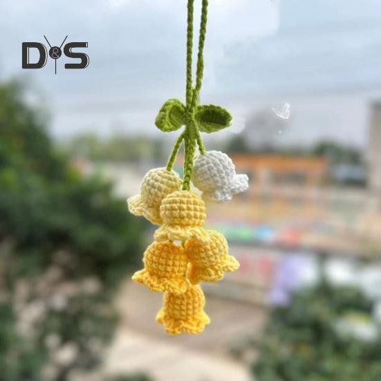 Подвесной автомобильный кулон ручной работы, вязаные лилии, очаровательные вязаные крючком украшения для салона автомобиля