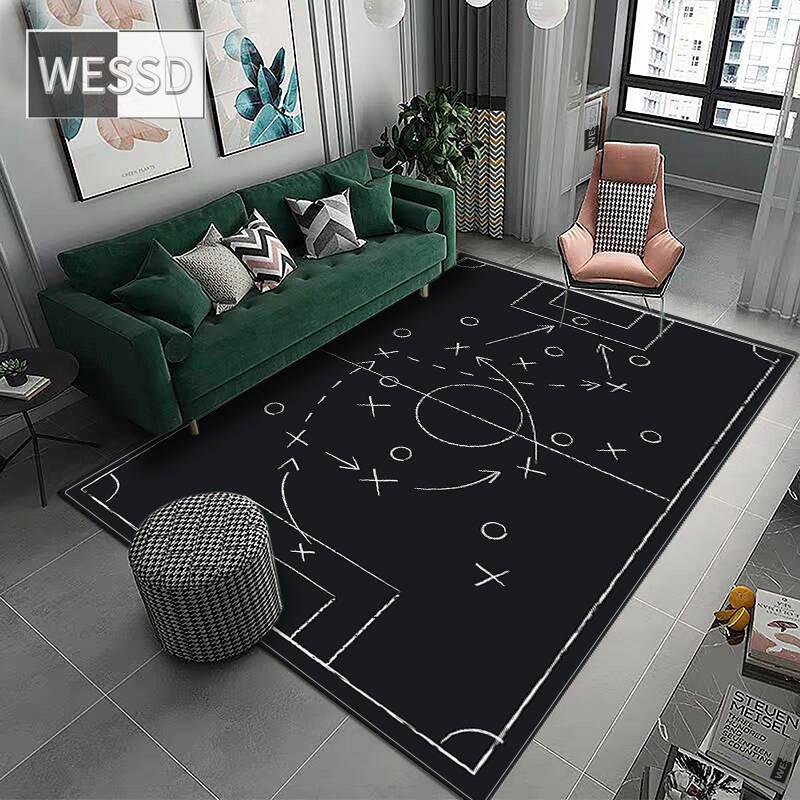 3D Football Field Capet For Living Room Soft Floor Mat Microfiber Large Carpet