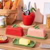 Strawberry Ceramic Butter Plate Cheese Plate Butter Box Sushi Plate Kitchen Storage Jar Chopsticks Spoon Fork Storage Jar