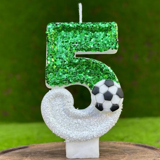 Football Birthday Candle Eco-friendly No Odor Sequins Design Easy To Use Long-Lasting 0-9 Numbers Candle Cake Decoration