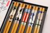 Ishida gift set of 5 pairs in a black made of with a x 25 x cm (Ishida) Japanese-made chopsticks, box, bamboo, Ukiyo-e design, 11.3 1.8