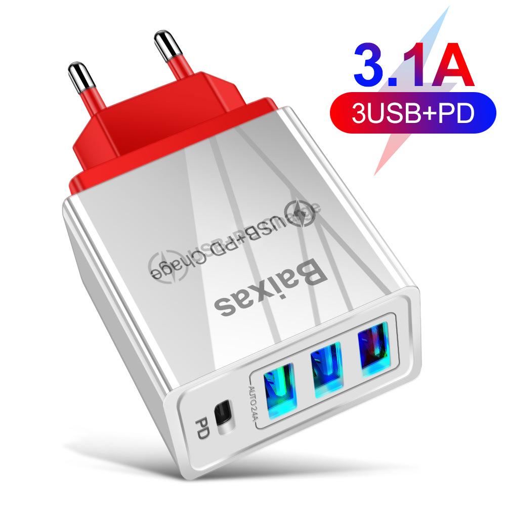 Универсальное 4-портовое USB-зарядное устройство для путешествий 5 В/2,4 А, адаптер быстрой зарядки - вилка AU/EU/UK/US
