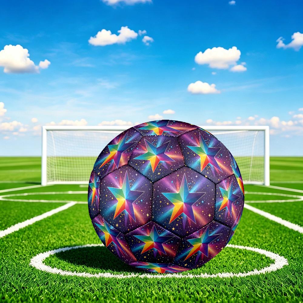 1pc Rainbow Starry Sky Theme Soccer Ball Football, Size 5, Lightweight PVC, Outdoor Training Soccer Ball,Gift j61451