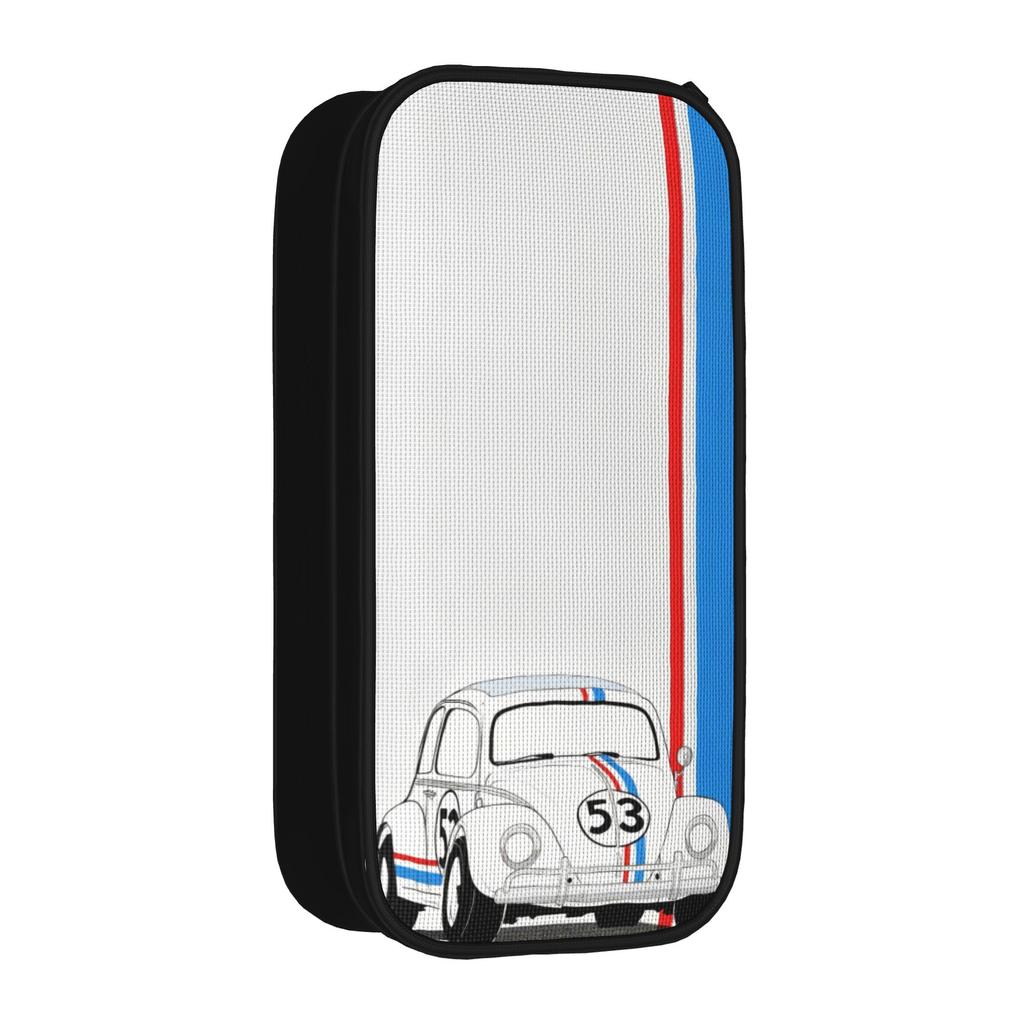 Herbie Number 53 Pencil Case Race Car Enthusiasts Stripe Pencil Box Pen Holder Large Storage Bag School Supplies Gift Stationery