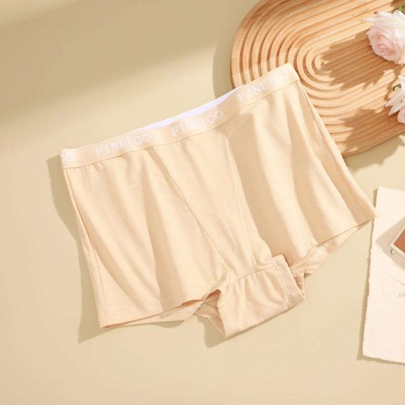 FINETOO Женские хлопковые трусы-боксеры, безопасные трусики, однотонное бесследное нижнее белье, мягкие и удобные трусы