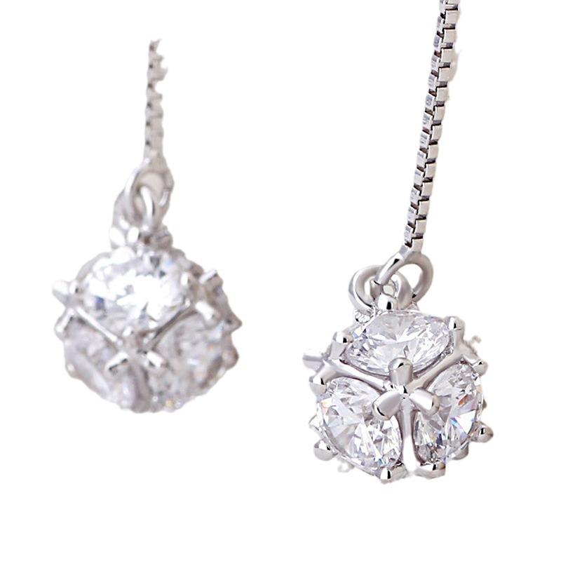 Серьги из циркония, квадратного кубика Рубика, инкрустированного бриллиантами, с длинной бахромой, позолоченные, цепочки для ушей