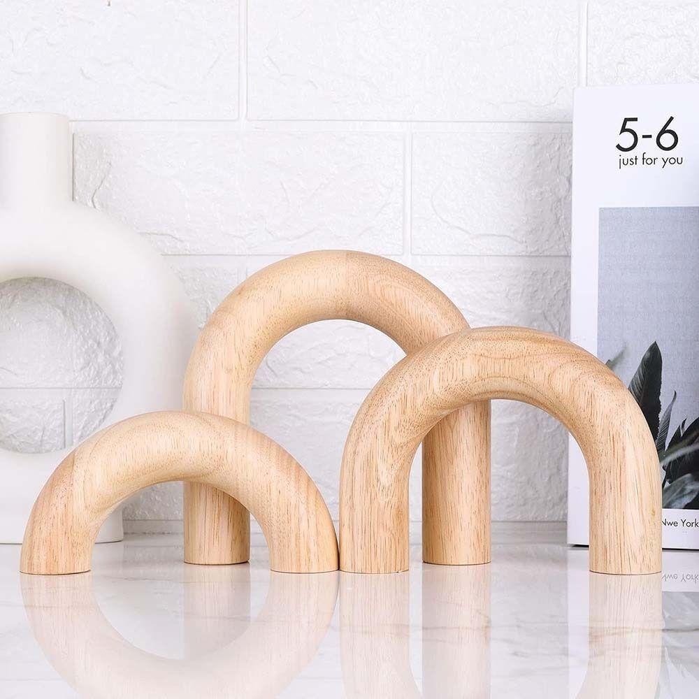 Boho Style Decorative Wood Arc Ornament Handmade Hand-carved Arched Wooden Model Unique Arch Craft Ornament Room
