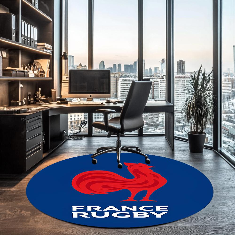 France Rugby Printed Round Rug Carpet Chair Rug Area Rug Entryway Doormats,for Office Chair Living Room Bedroom Kitchen Room.