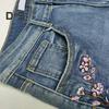 Женские расклешенные джинсы с цветочной вышивкой, расклешенные джинсы с высокой талией, узкие брюки из микроэластичного денима с карманами