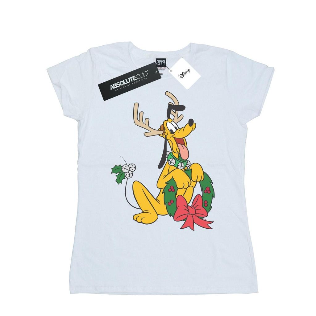 Disney Womens/Ladies Pluto Christmas Reindeer Cotton T-Shirt