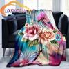 Colour Butterfly Four Seasons Flower Flannel Blanket Warmth Soft Plush Sofa Bed Throwing Fluffy