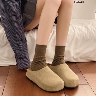 Женские мюли с закрытым носком на толстой подошве - Универсальные, повседневные, легко надеваемые полушлепанцы