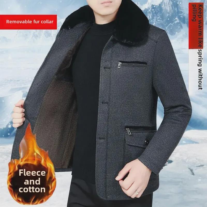 2022 Men's Autumn & Winter Casual Lapel Jackets - Solid Color for Middle-Aged & Elderly