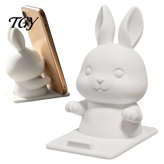 Small Desktop Phone Stand for Kids Cute Bunny Holder, 3D Printed Animal Mobile Stand, Integrated Rabbit Design Dock Cell Holder Home Office Desk Decor