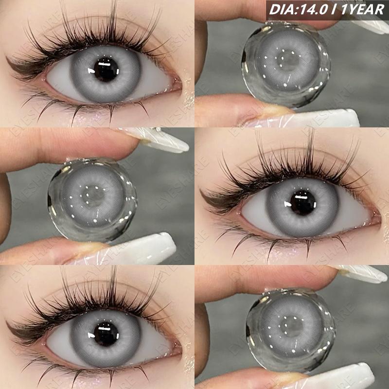 Eyeshare Various Styles of Colored Contact Lenses, Sweet and Cute Pink Contact Lenses, Gentle and Smart Blue and Gray Lenses, 2 Pieces/Pair Per Year