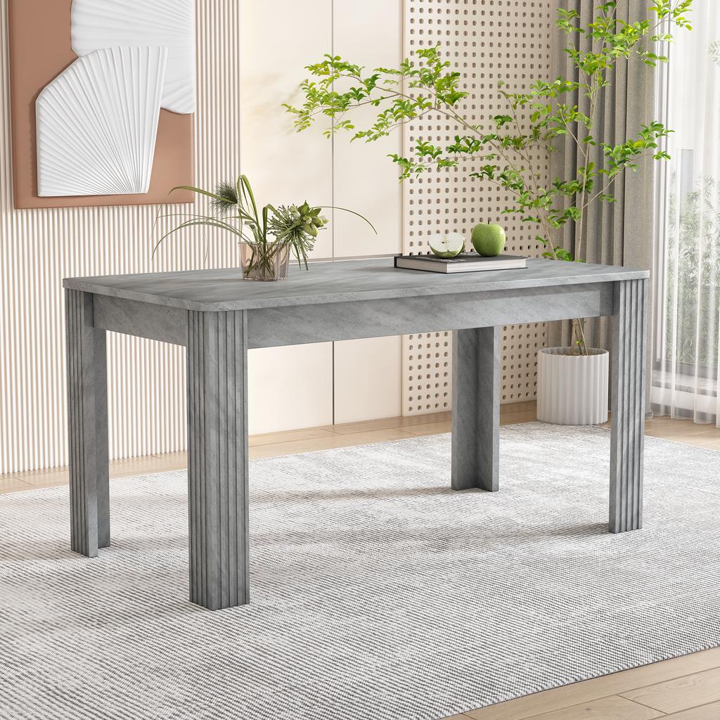 Dining Table, Table with Four Legs, Oak Wood Table, Rectangular Dining Table, Concrete Look[OLD SKU:WF312300AAB]