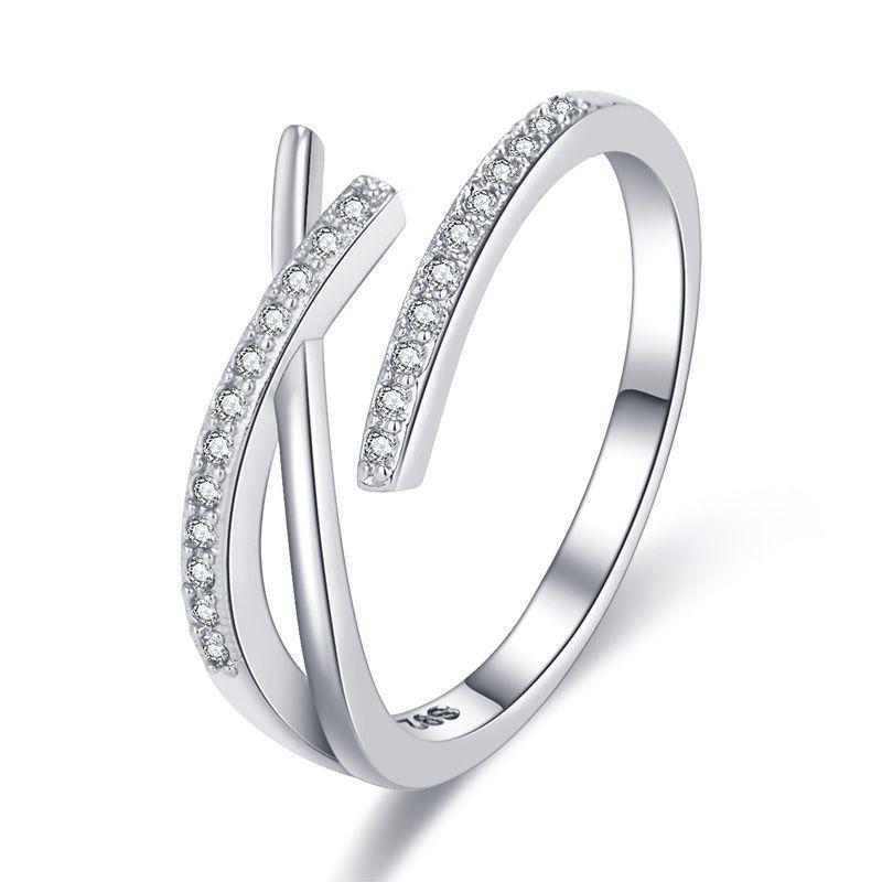 2022 Korean Fashion Women's Diamond Flash Open Ring - Stylish Hollow Design