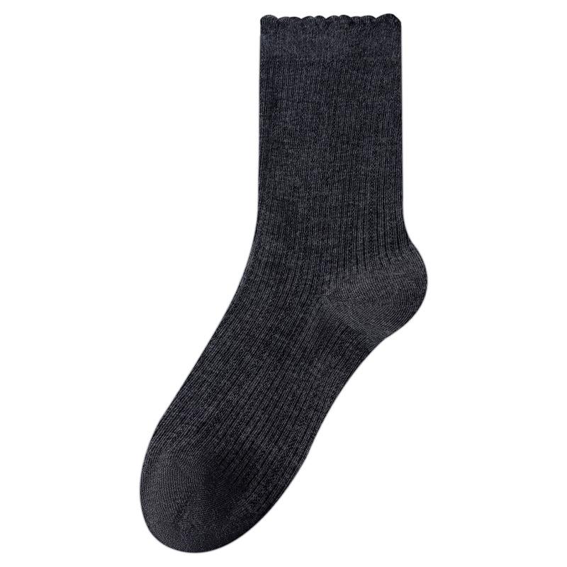 Women's Spring and Autumn Boneless Mid-calf Socks with Lace, Paired with Mary Jane Anti-pilling Cotton Socks