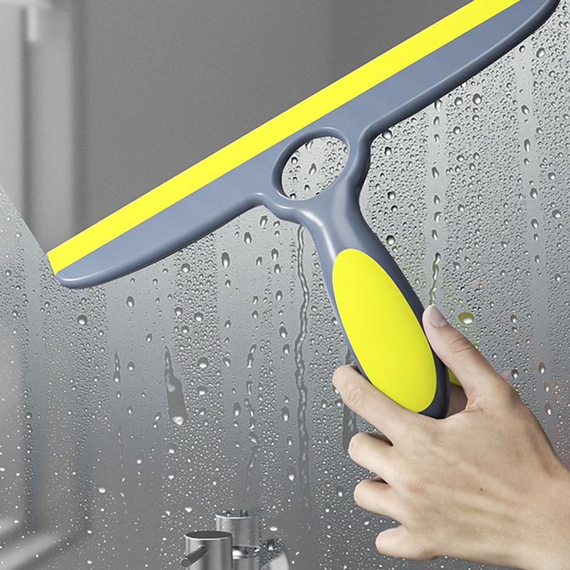 Shower Glass Squeegee Window Wiper Mirror Cleaner with Suction Cup Hook Bathroom Rubber Cleaning Tool for Glass Cleaning