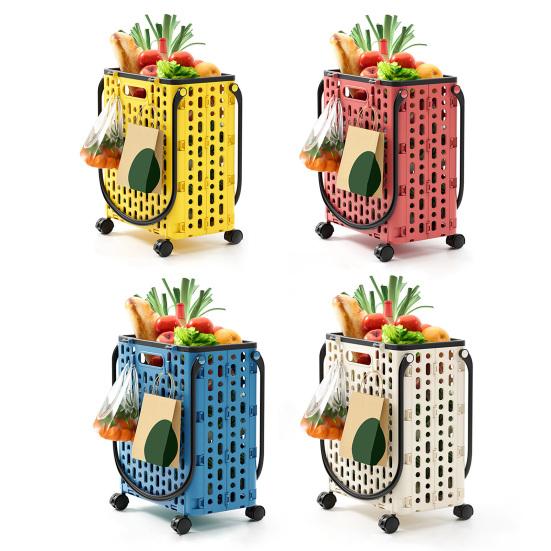 Yousheng Складная тележка для покупок Складная хозяйственная тележка с поворотными колесами на 360 градусов Легкая складная тележка на колесиках с крючками для продуктов