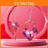 Shaped Sweet Heart Lock And Key Design Acrylic Women Pink Earrings Jewelry