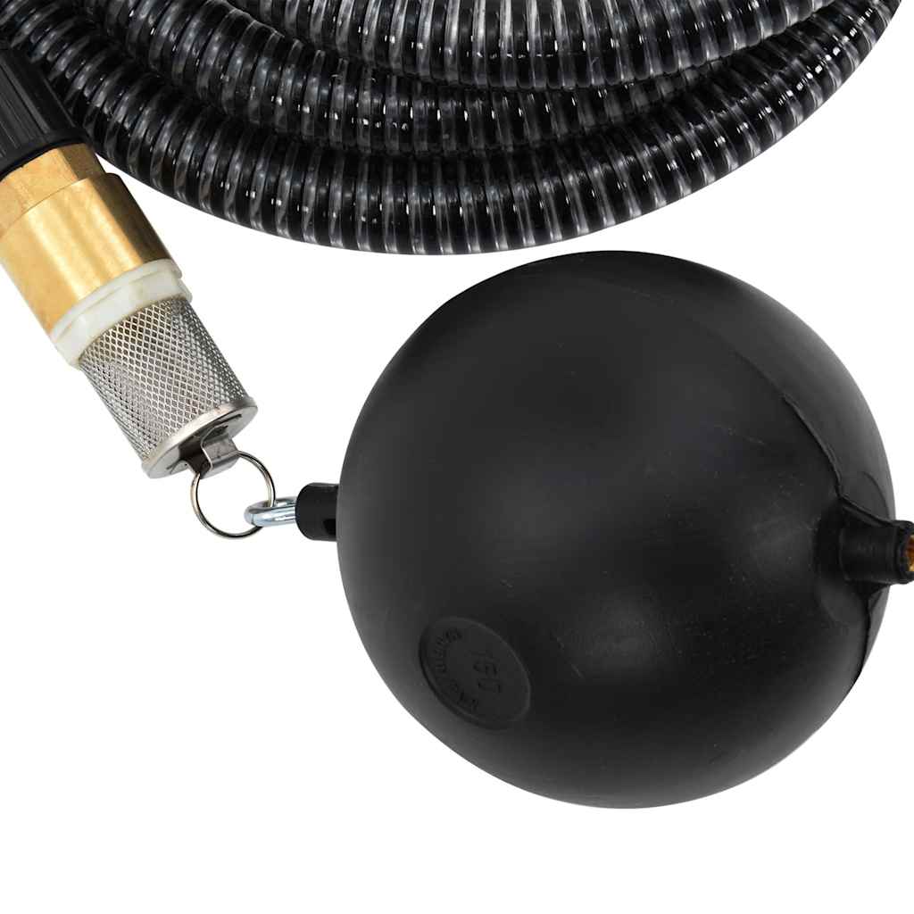 vidaXL Saugschlauch mit Messing-Anschlüssen Schwarz 1,1" 15 m PVC