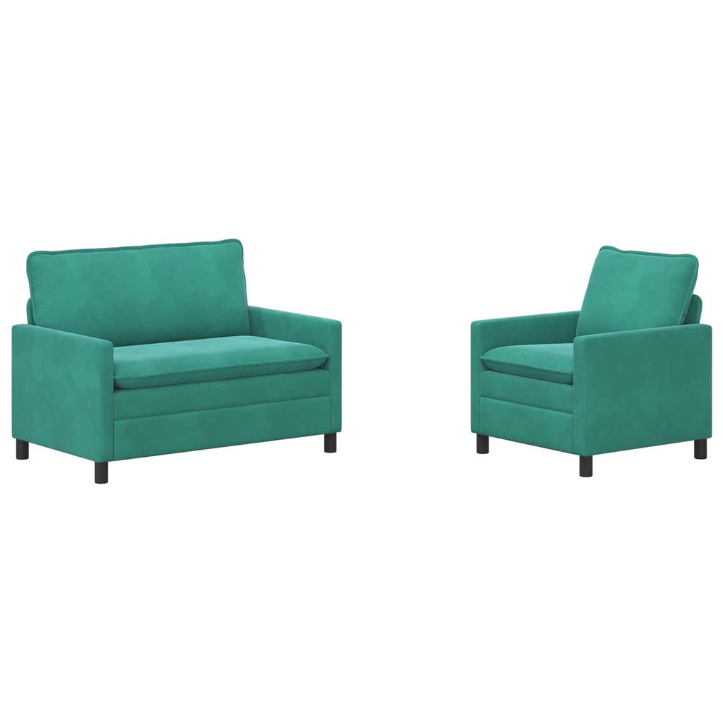 Sofa Set 2 pcs Turquoise Velvet
