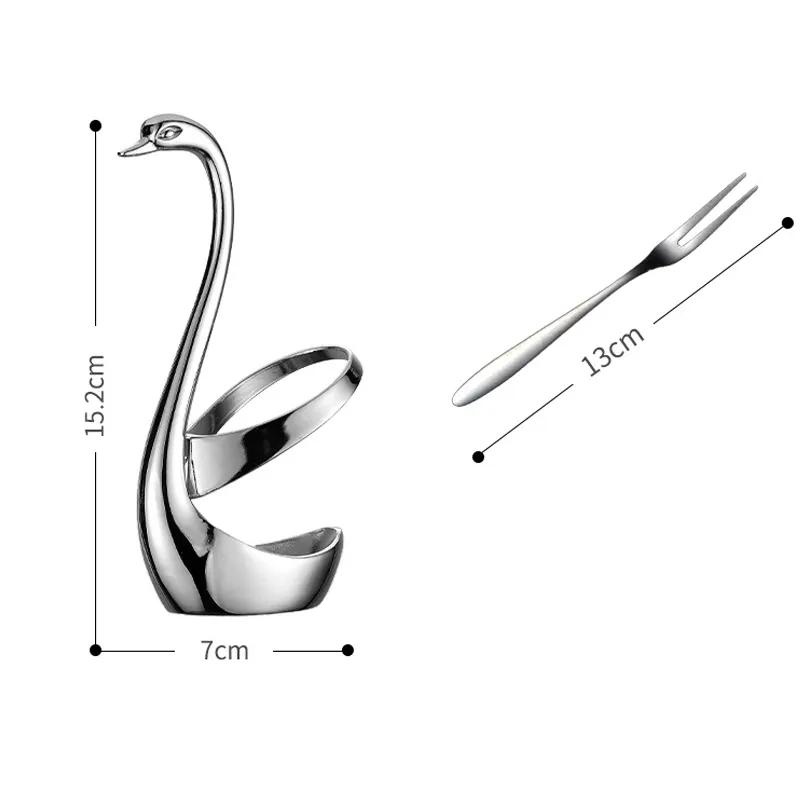 Вилка для фруктов из нержавеющей стали 304, вилка для торта, лунного пряника, десертная кофейная ложка с основанием в форме лебедя, набор столовых приборов для фруктов YLE531